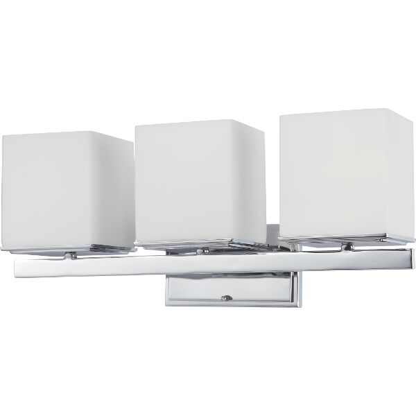 Nuvo Lighting 60/4083  Bento - 3 Light Vanity Fixture with Satin White Glass in Polished Chrome Finish